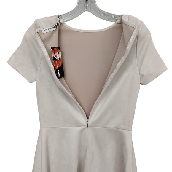 Necessary Objects Dress Size XS/Small Gray Fringe Hem Short Sleeve Zipper Back - Picture 9 of 10